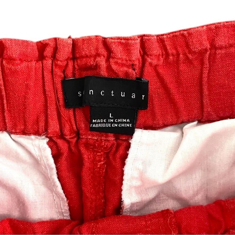 SANCTUARY Womens High Waist Linen Rayon Elastic Red Shorts Size L Pink pull-on - Picture 5 of 8